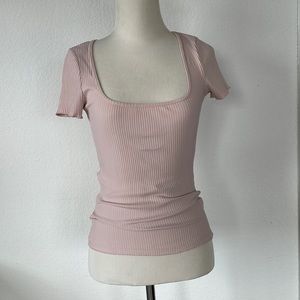 Zara Pink Short Sleeve Top with Scoop Neck